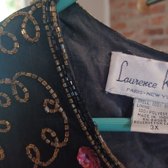 Laurence Kazar Beaded Silk Short Sleeve Top Size 3X - Picture 4 of 13